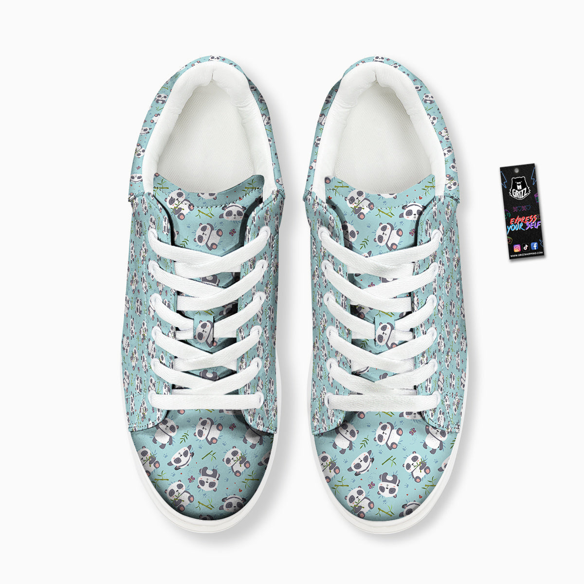 Bamboo And Cute Panda Print Pattern Platform Shoes-grizzshop