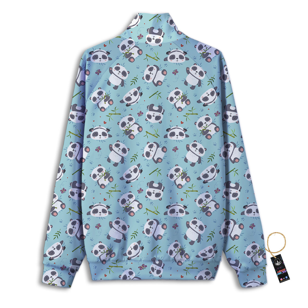 Bamboo And Cute Panda Print Pattern Track Jacket-grizzshop