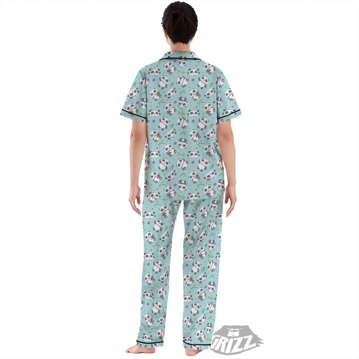 Bamboo And Cute Panda Print Pattern Women's Pajamas Set-grizzshop
