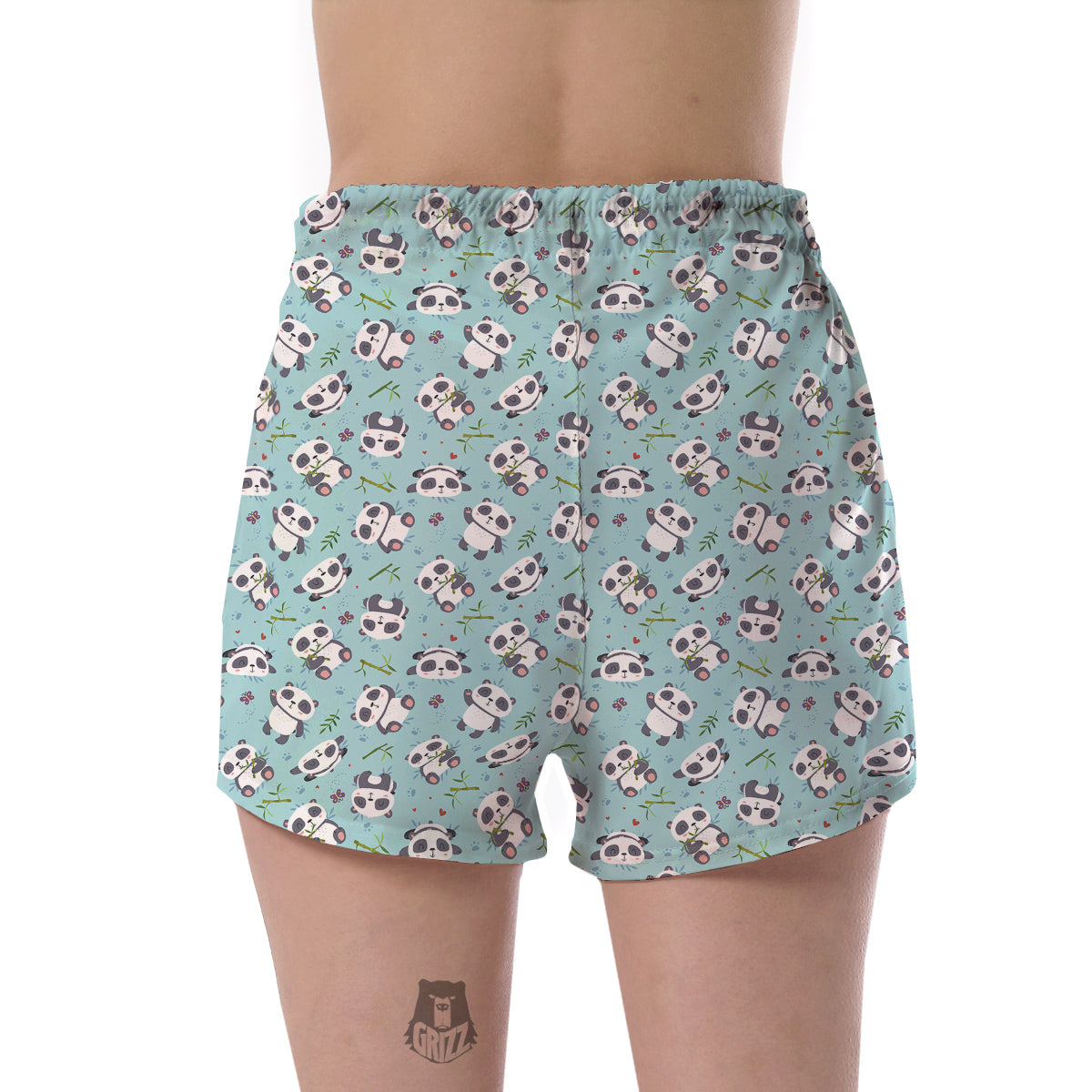 Bamboo And Cute Panda Print Pattern Women's Shorts-grizzshop