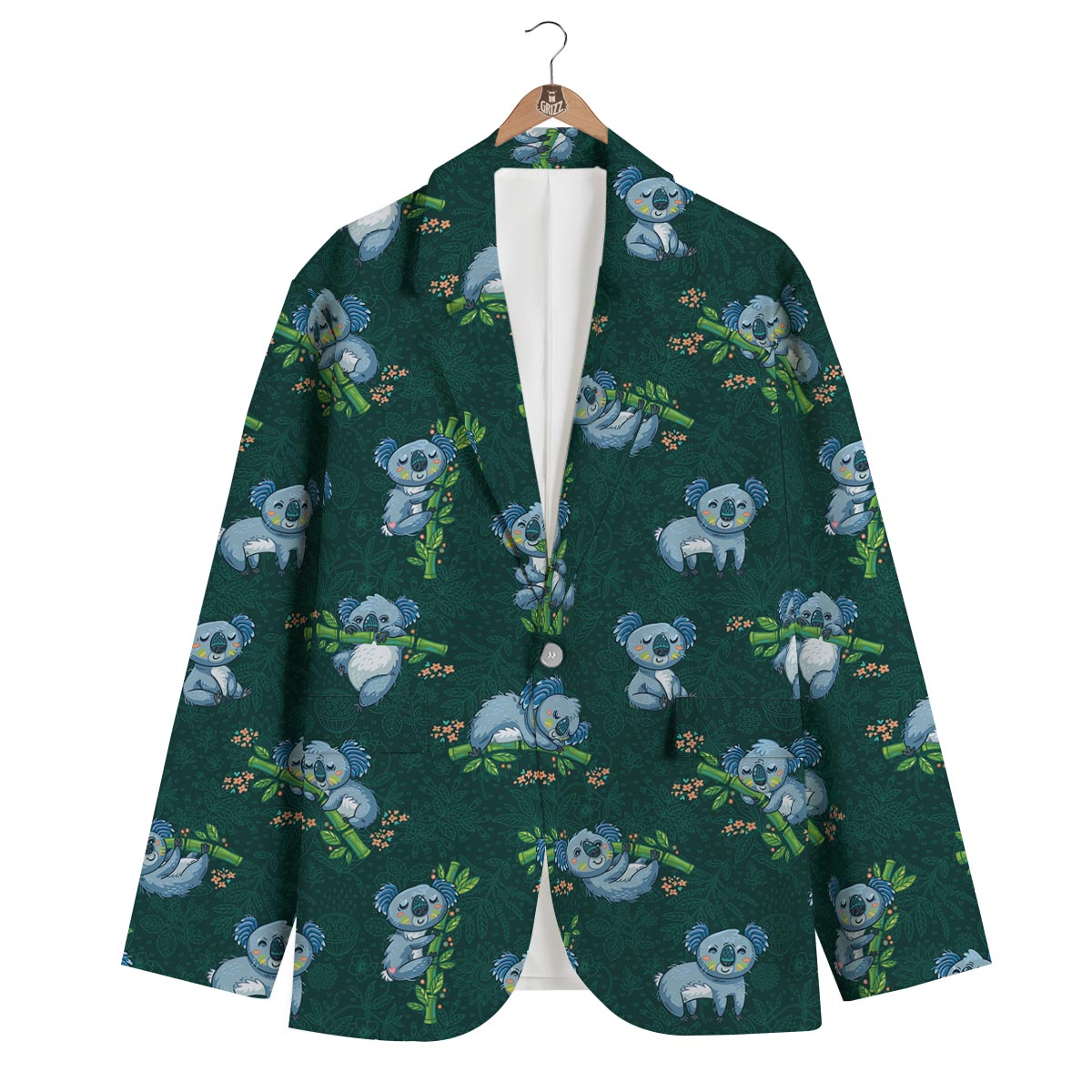 Bamboo Koala Pattern Print Men's Blazer-grizzshop