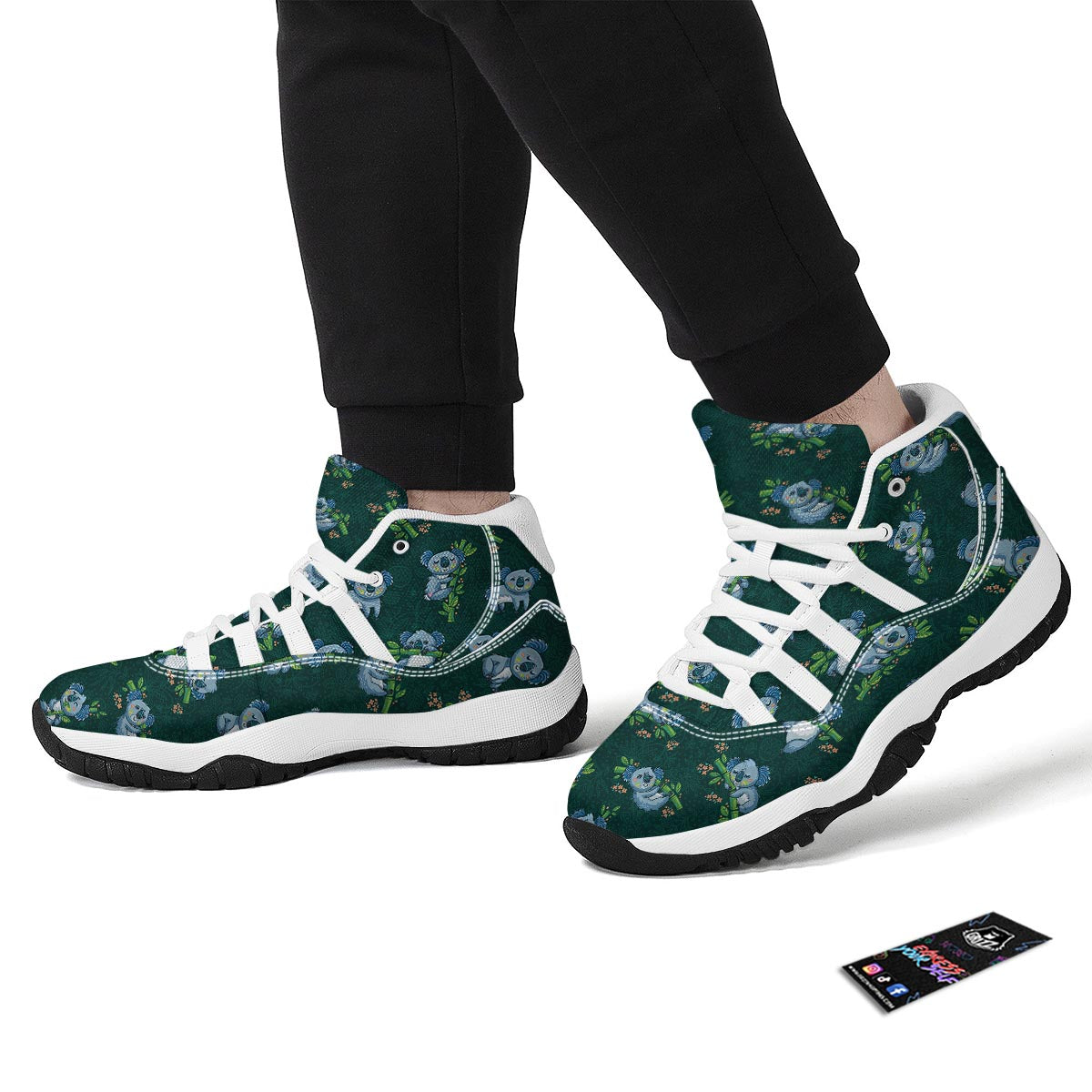 Bamboo Koala Pattern Print White Bball Shoes-grizzshop
