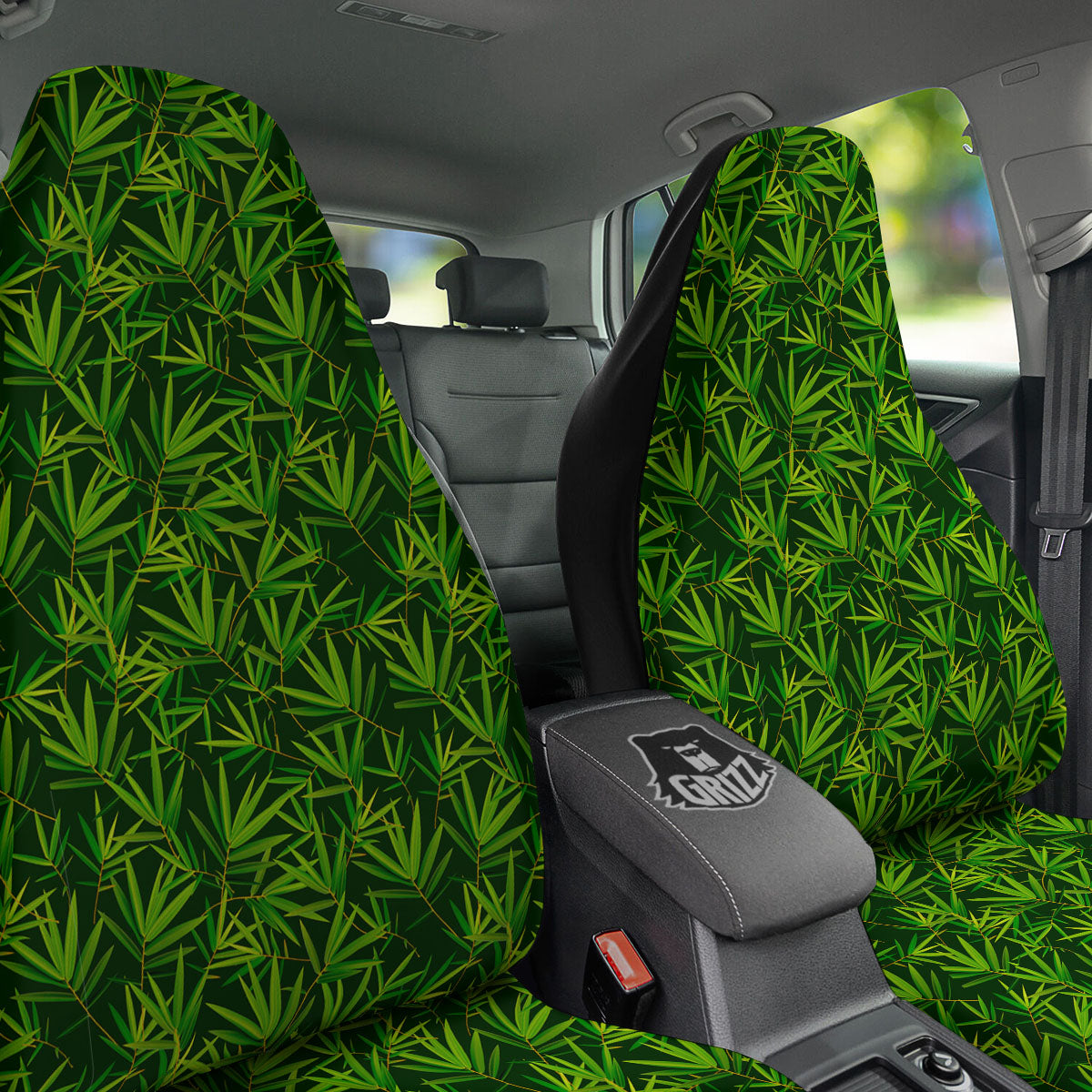 Bamboo Leaf Green Print Pattern Car Seat Covers-grizzshop