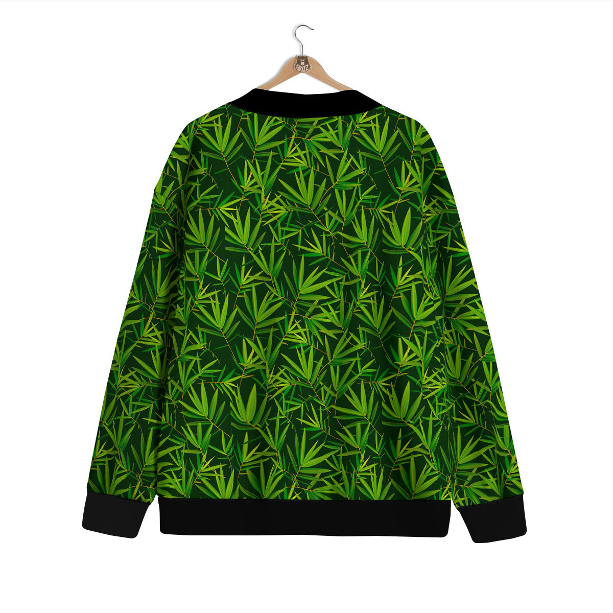 Bamboo Leaf Green Print Pattern Cardigan-grizzshop