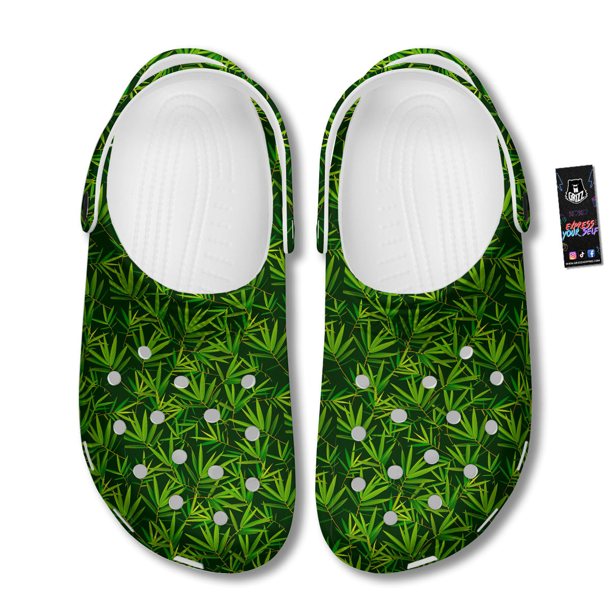 Bamboo Leaf Green Print Pattern Clog-grizzshop