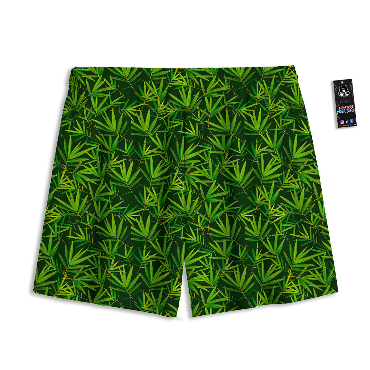 Bamboo Leaf Green Print Pattern Mesh Shorts
