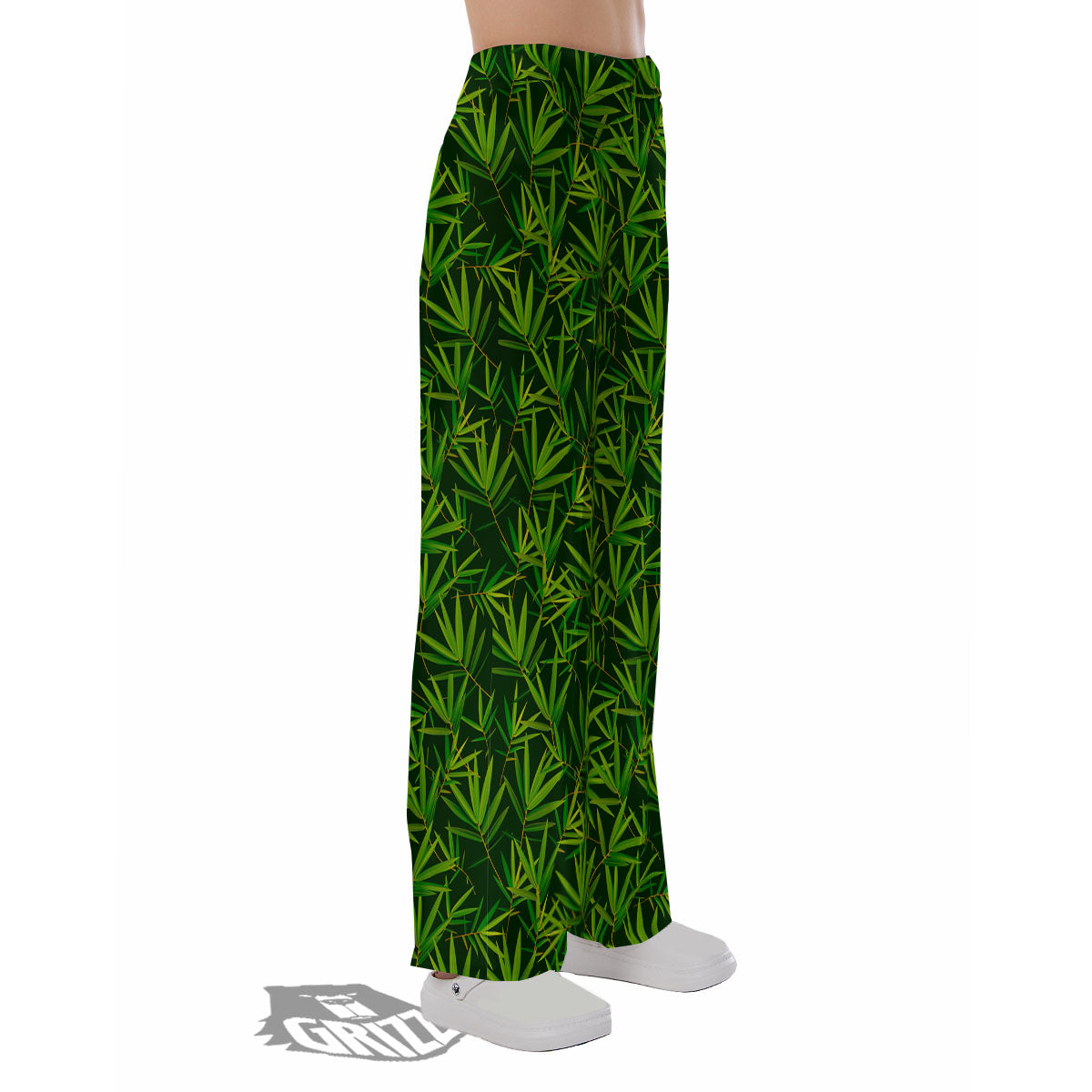 Bamboo Leaf Green Print Pattern Pajama Pants-grizzshop