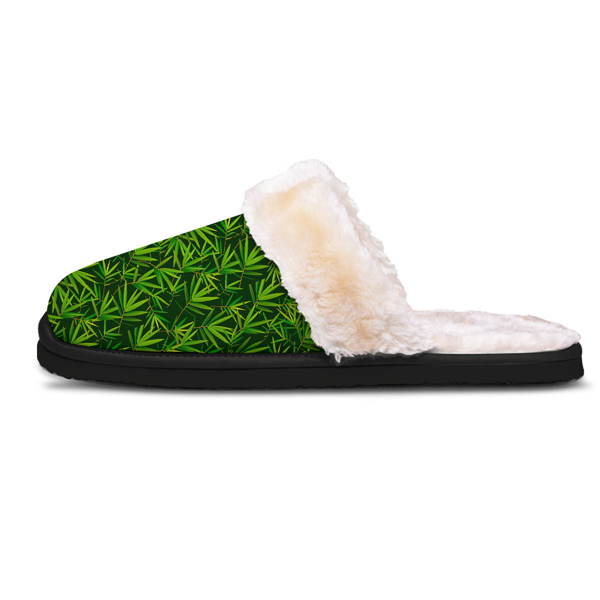 Bamboo Leaf Green Print Pattern Slippers-grizzshop