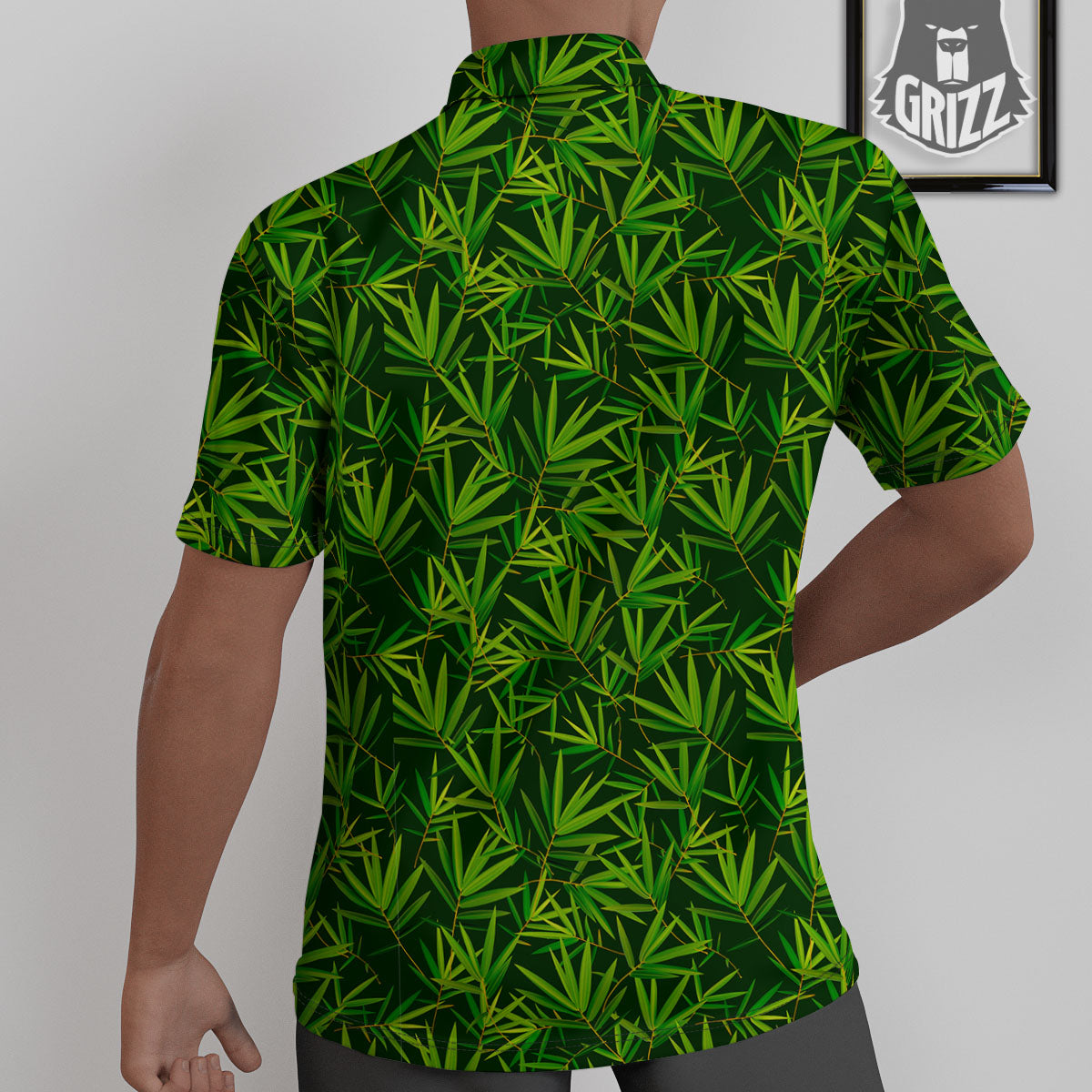 Bamboo Leaf Green Print Pattern Untucked Shirts-grizzshop