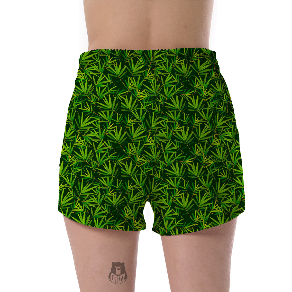 Bamboo Leaf Green Print Pattern Women's Shorts-grizzshop