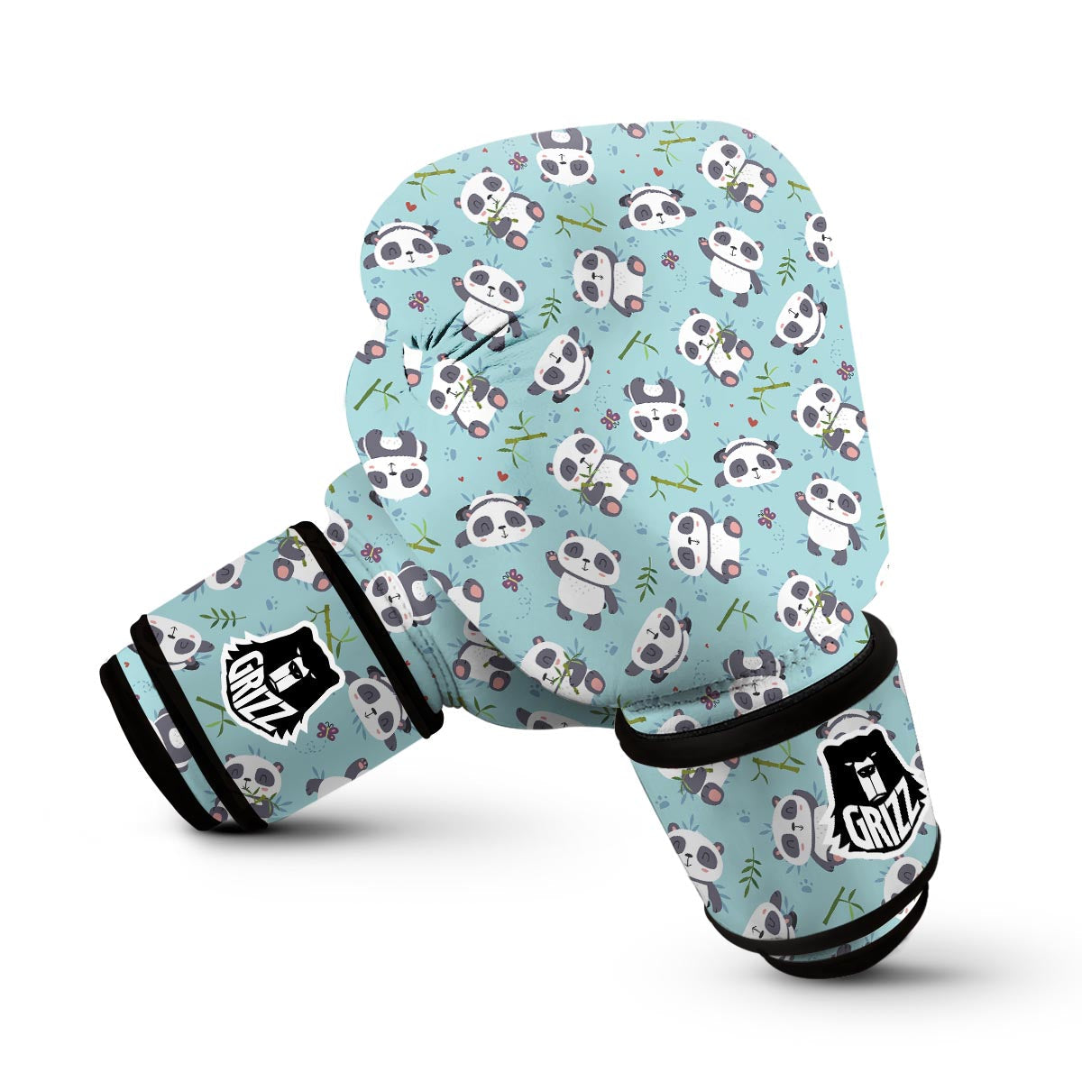 Bamboo Mint Panda Pattern Print Boxing Gloves-grizzshop