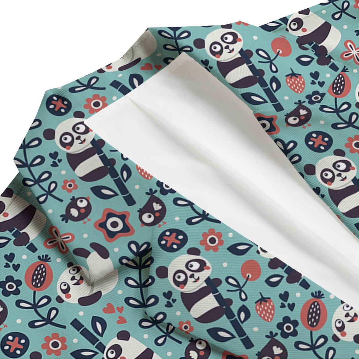 Bamboo Panda Pattern Print Men's Blazer-grizzshop