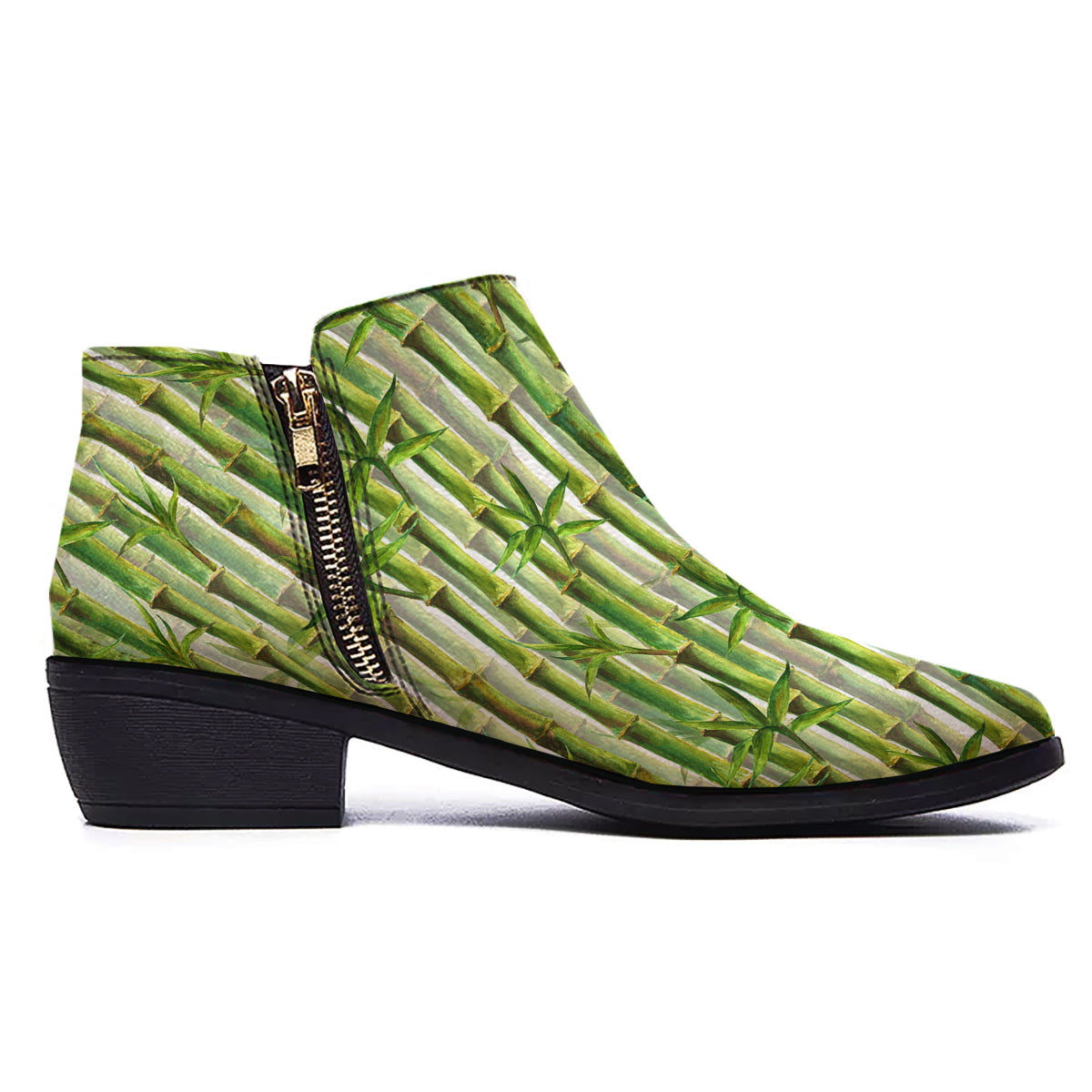 Bamboo Watercolor Print Pattern Ankle Boots-grizzshop