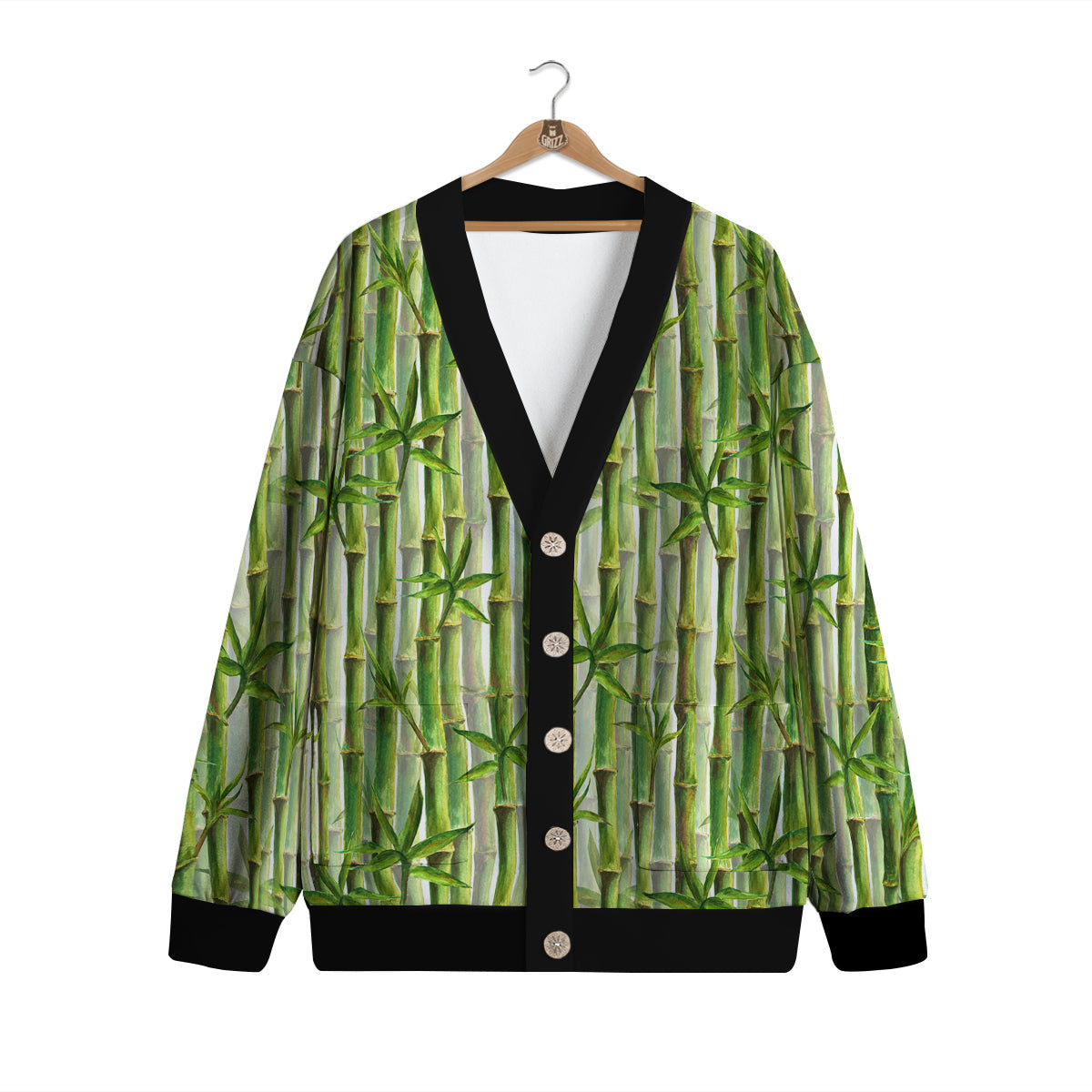 Bamboo Watercolor Print Pattern Cardigan-grizzshop