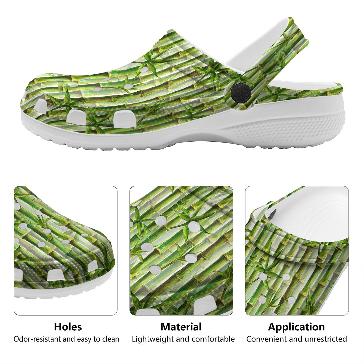 Bamboo Watercolor Print Pattern Clog-grizzshop