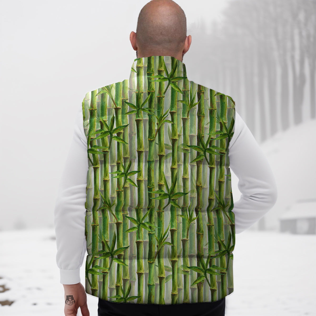 Bamboo Watercolor Print Pattern Down Vest