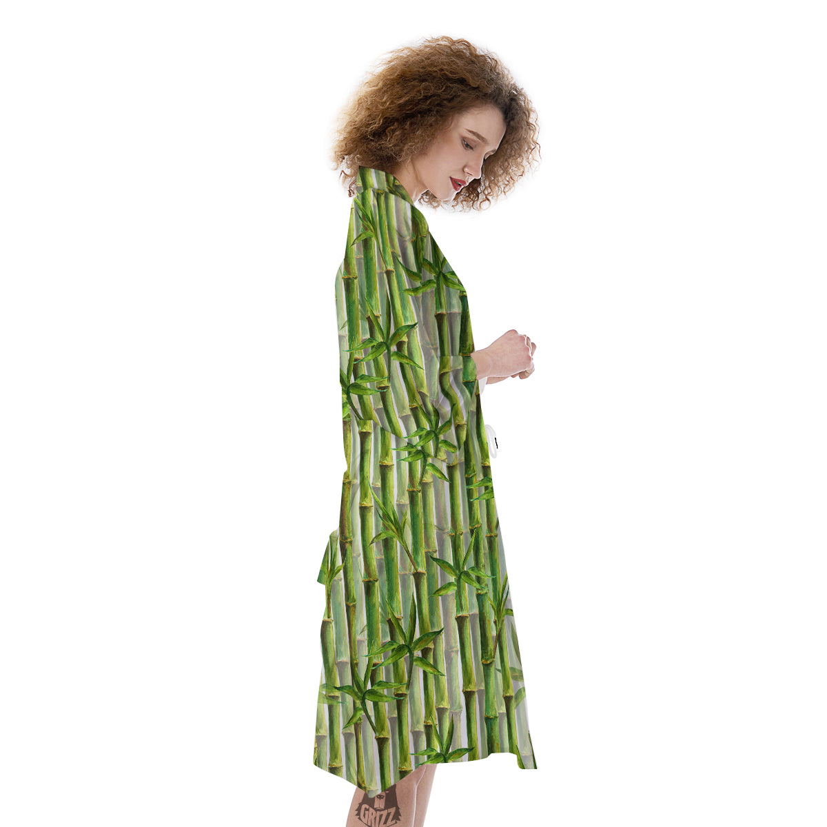Bamboo Watercolor Print Pattern Kimono-grizzshop
