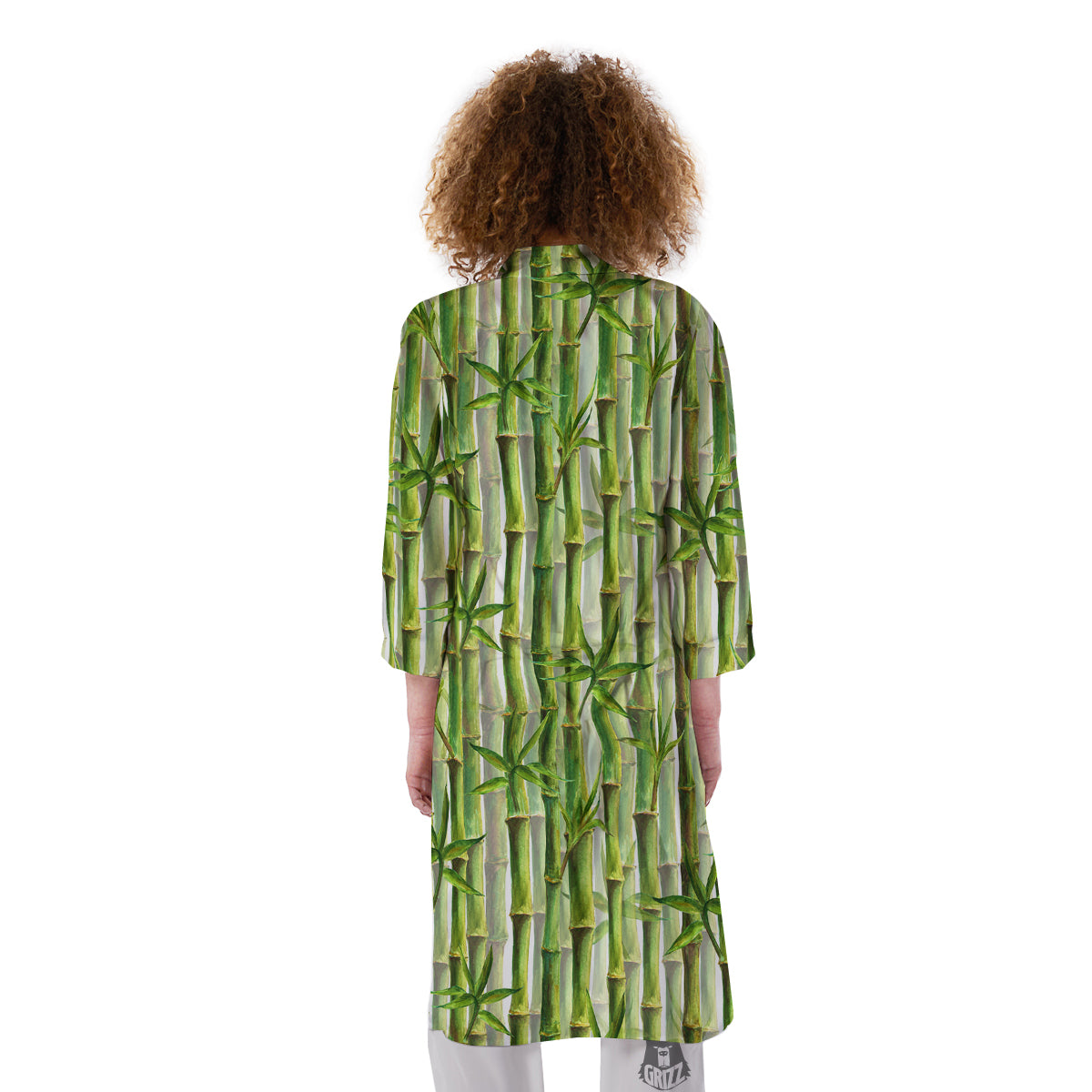 Bamboo Watercolor Print Pattern Kimono-grizzshop