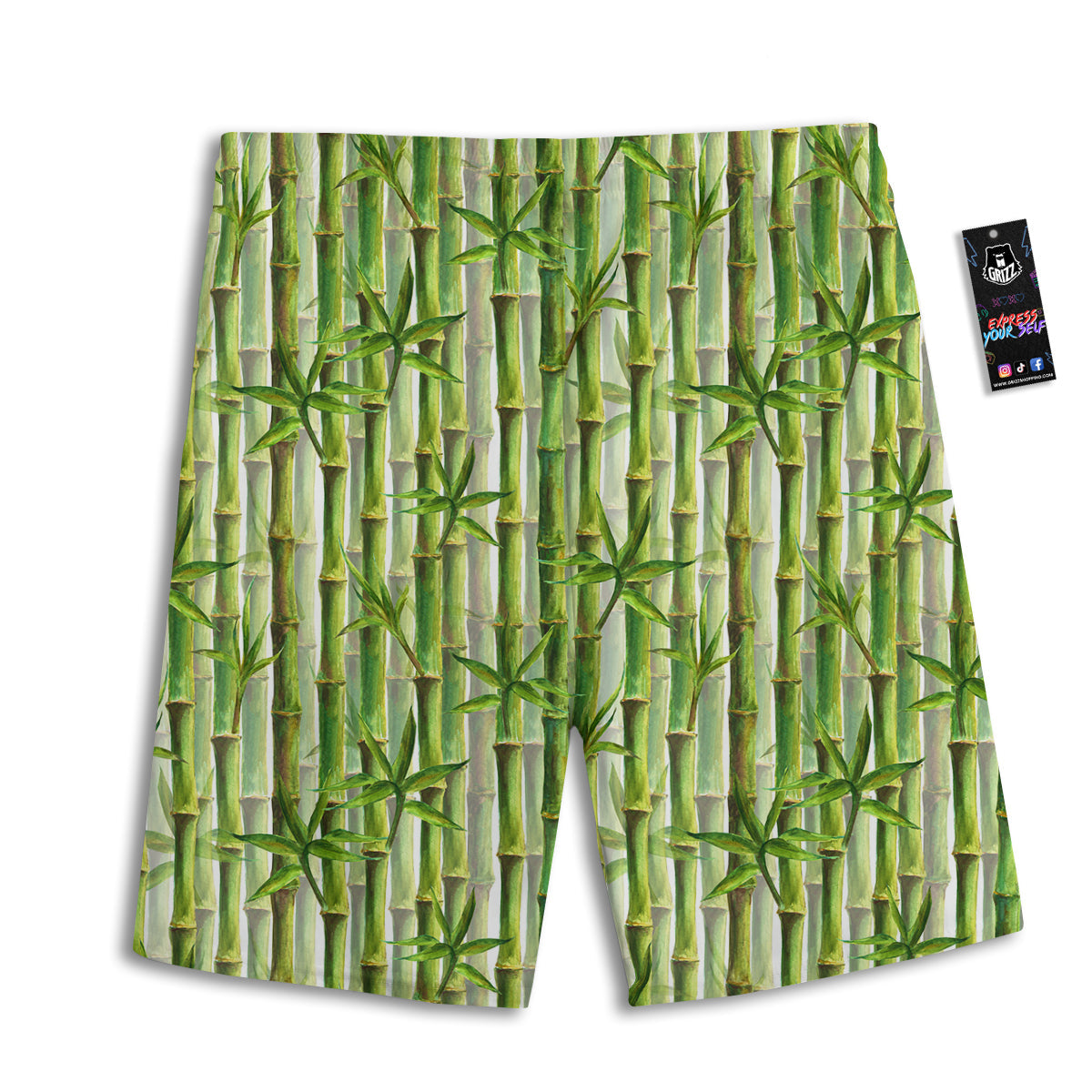 Bamboo Watercolor Print Pattern Men's Athletic Shorts