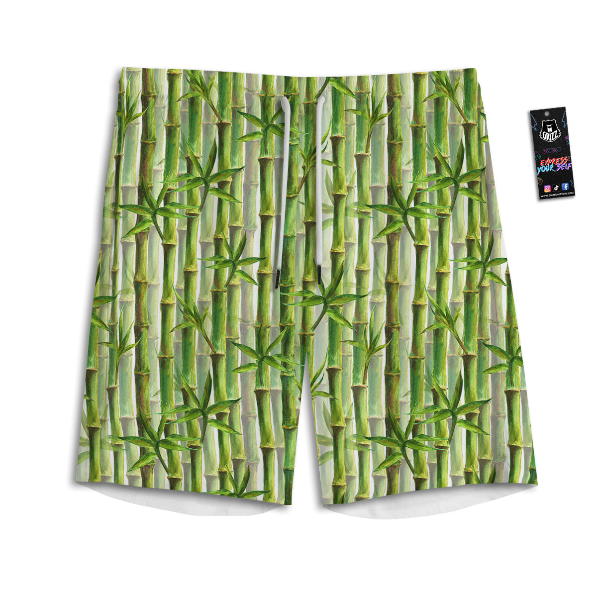 Bamboo Watercolor Print Pattern Men's Athletic Shorts