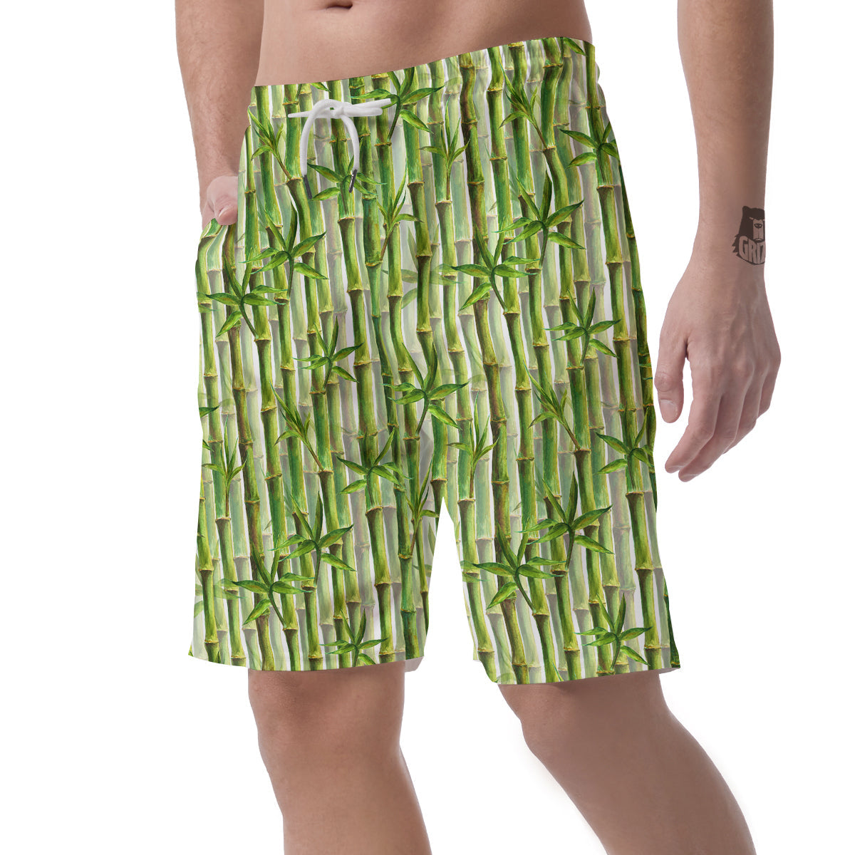 Bamboo Watercolor Print Pattern Men's Shorts-grizzshop
