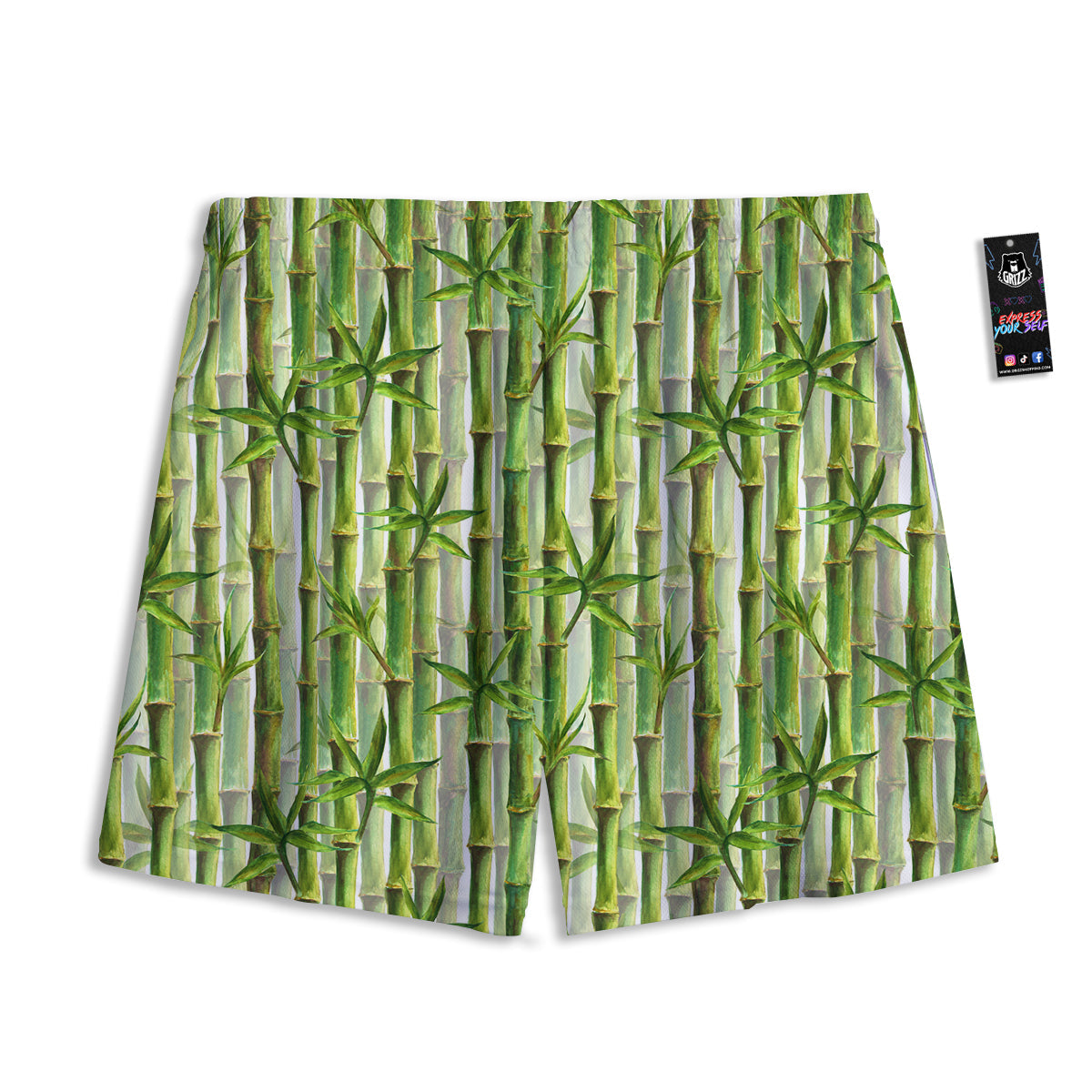 Bamboo Watercolor Print Pattern Mesh Shorts