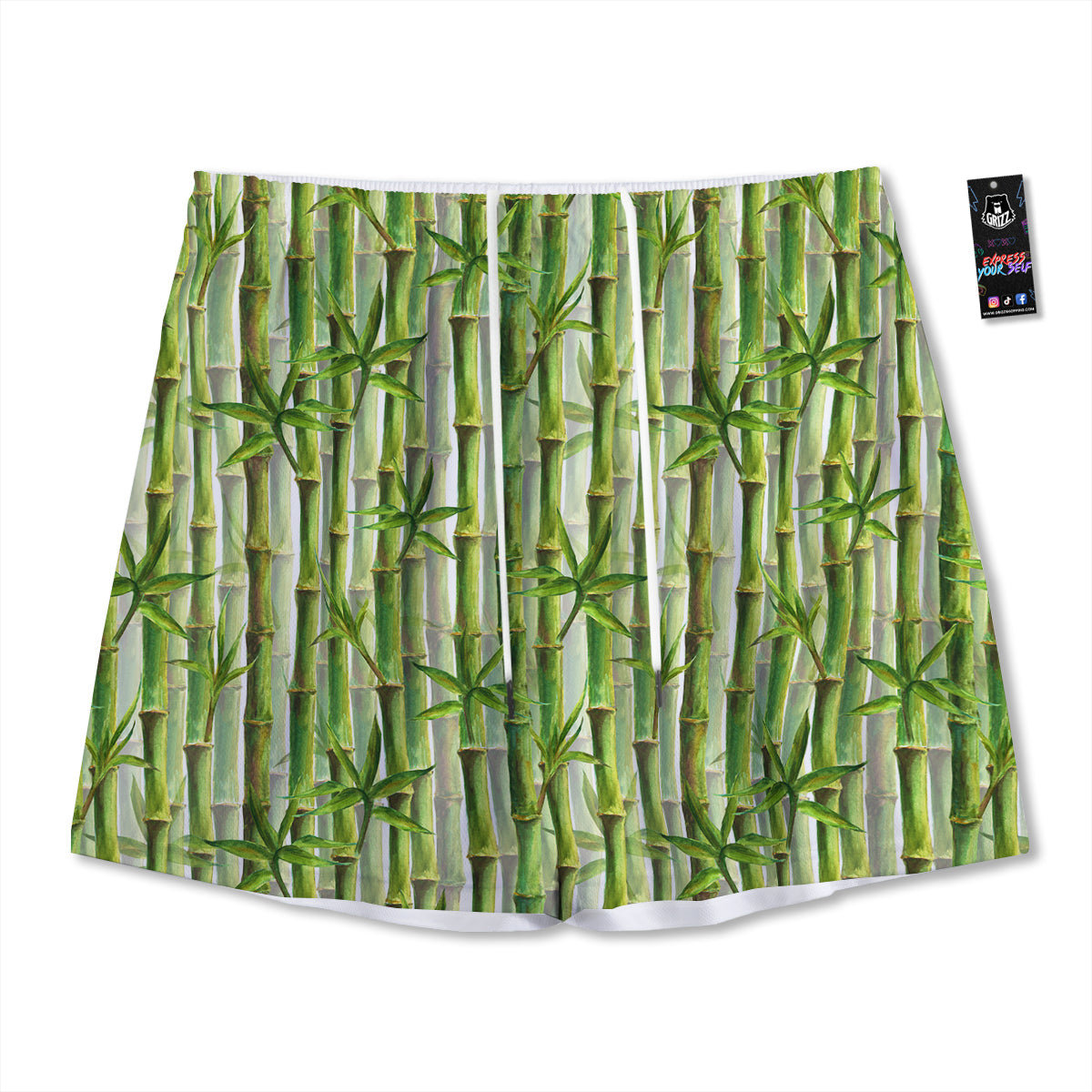 Bamboo Watercolor Print Pattern Mesh Shorts