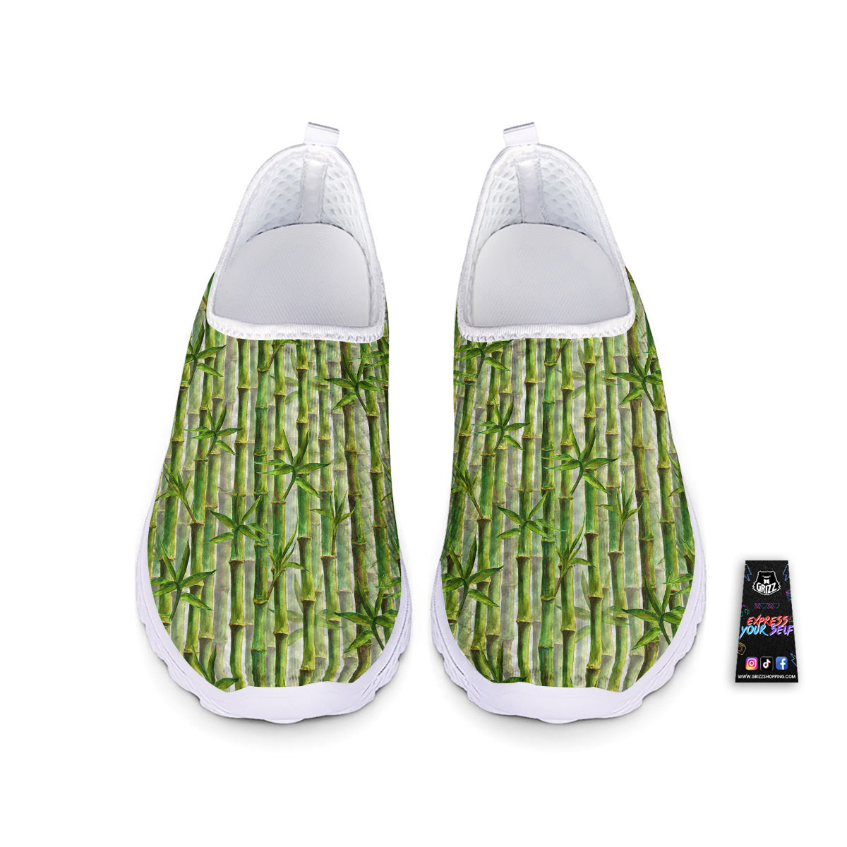 Bamboo Watercolor Print Pattern Nurse Shoes-grizzshop