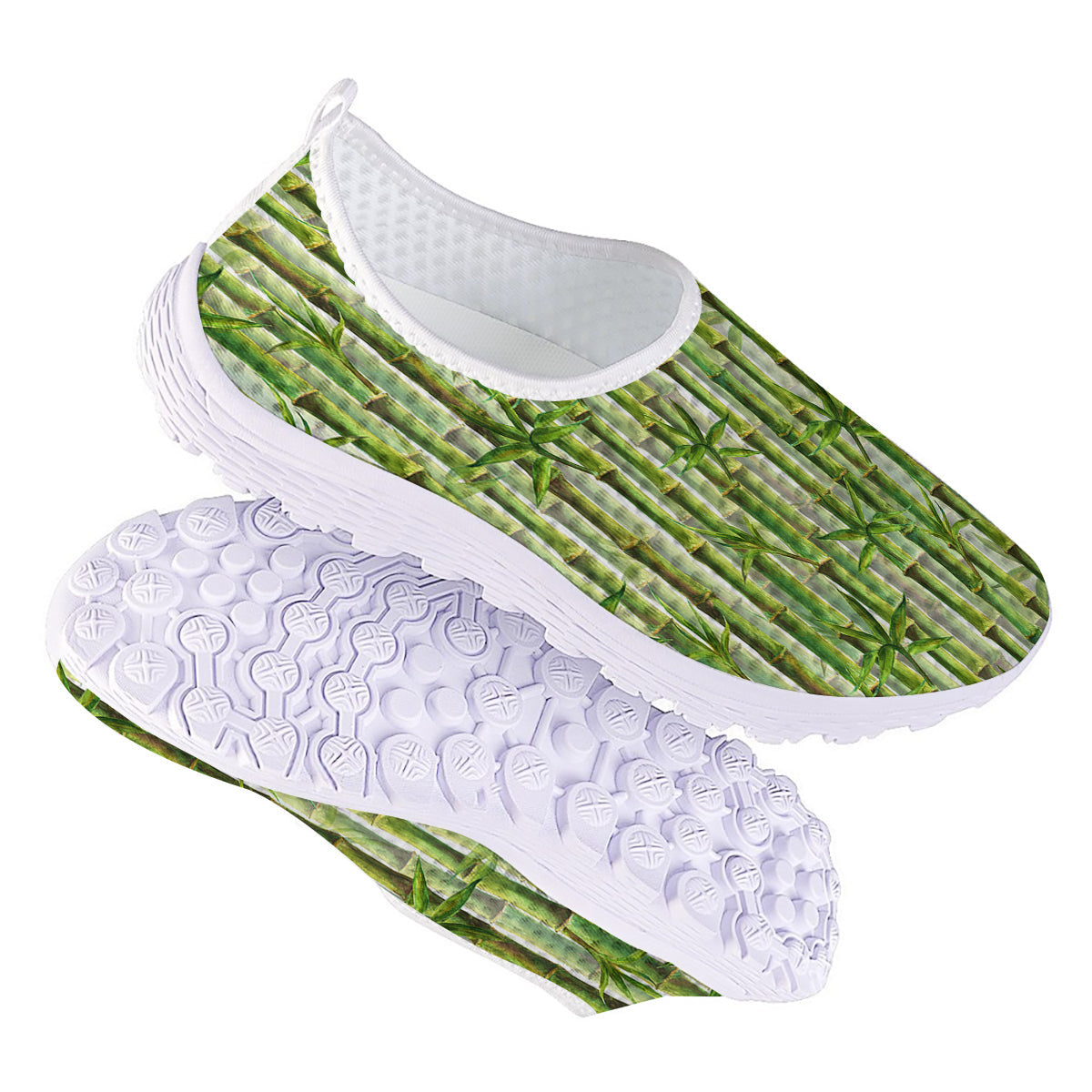Bamboo Watercolor Print Pattern Nurse Shoes-grizzshop