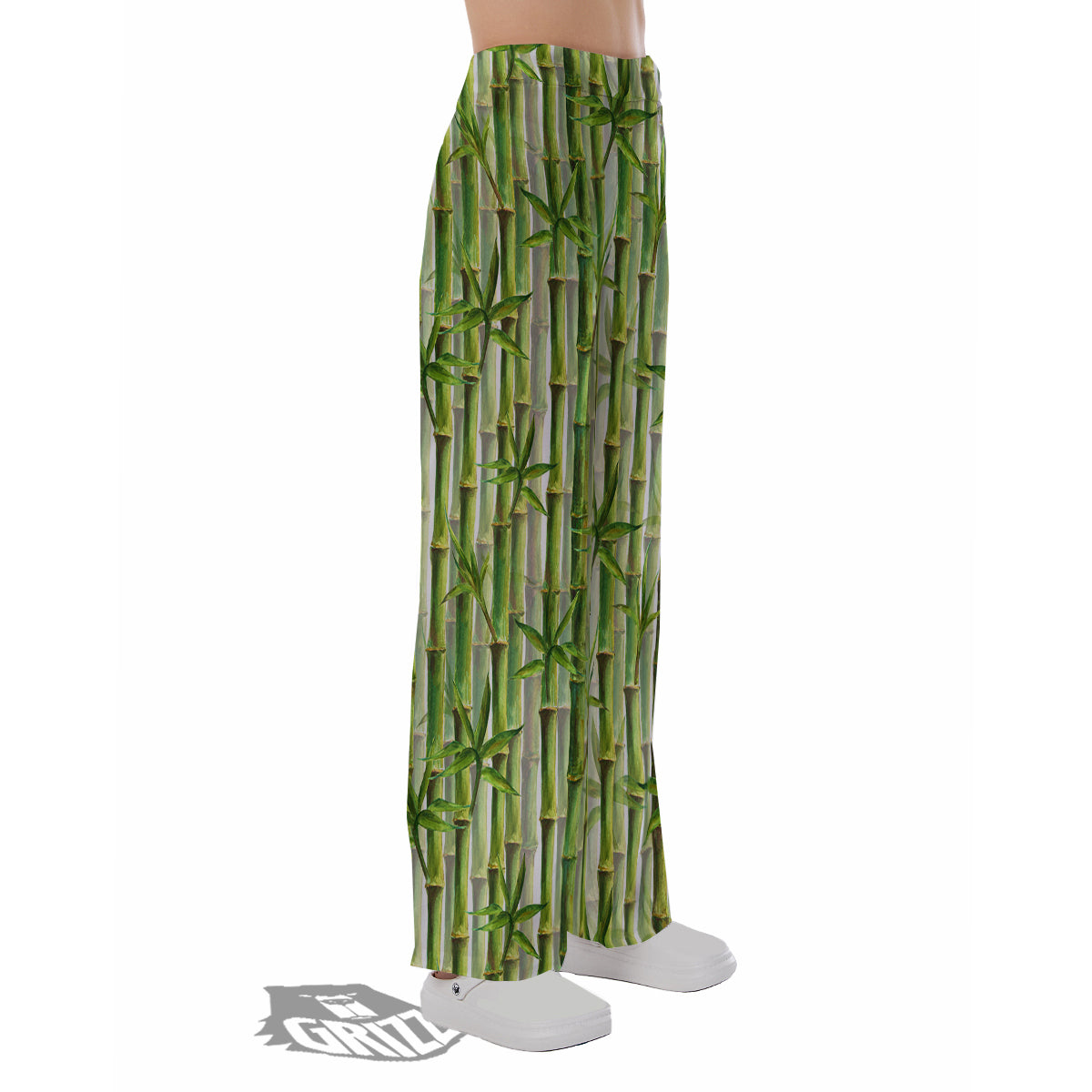 Bamboo Watercolor Print Pattern Pajama Pants-grizzshop