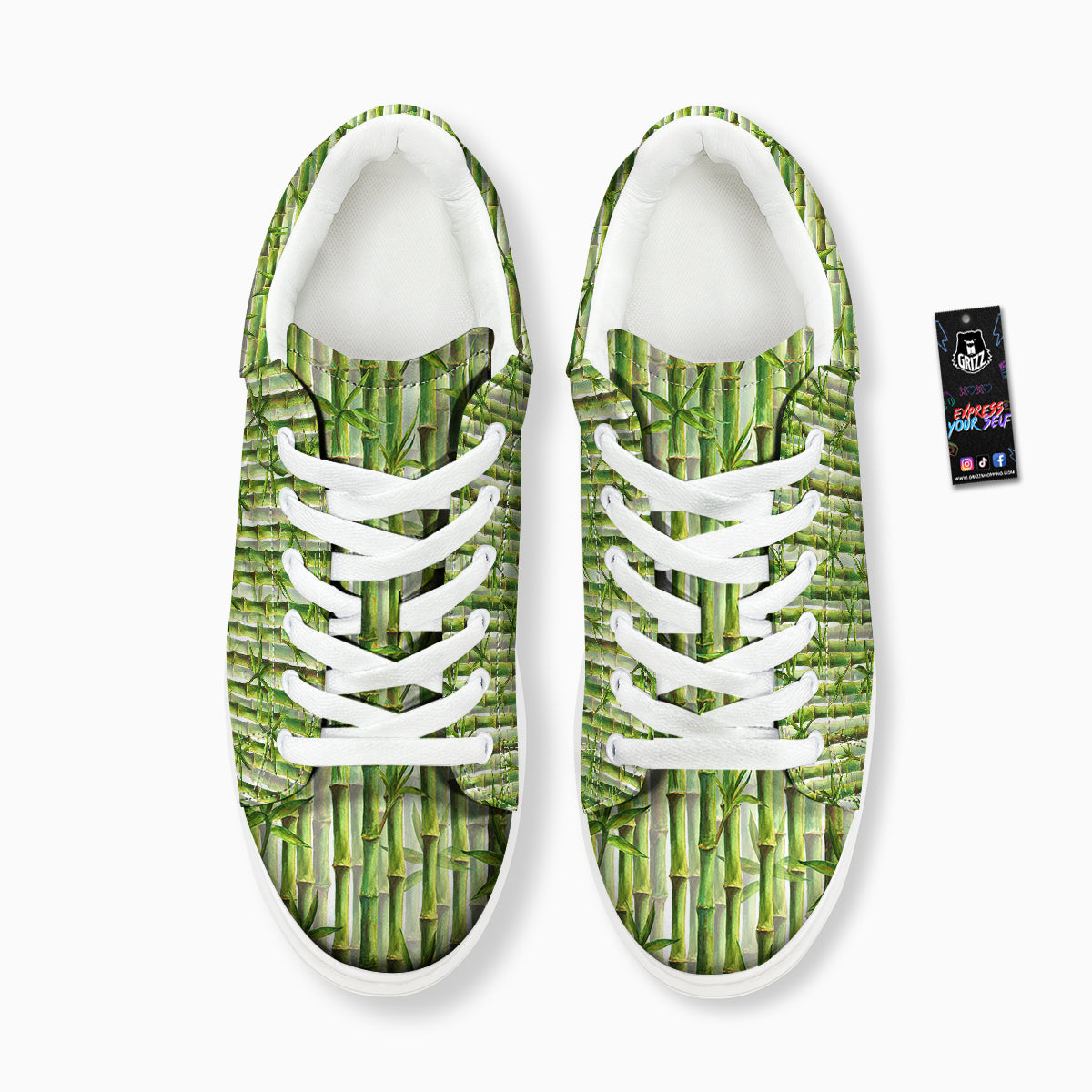 Bamboo Watercolor Print Pattern Platform Shoes-grizzshop