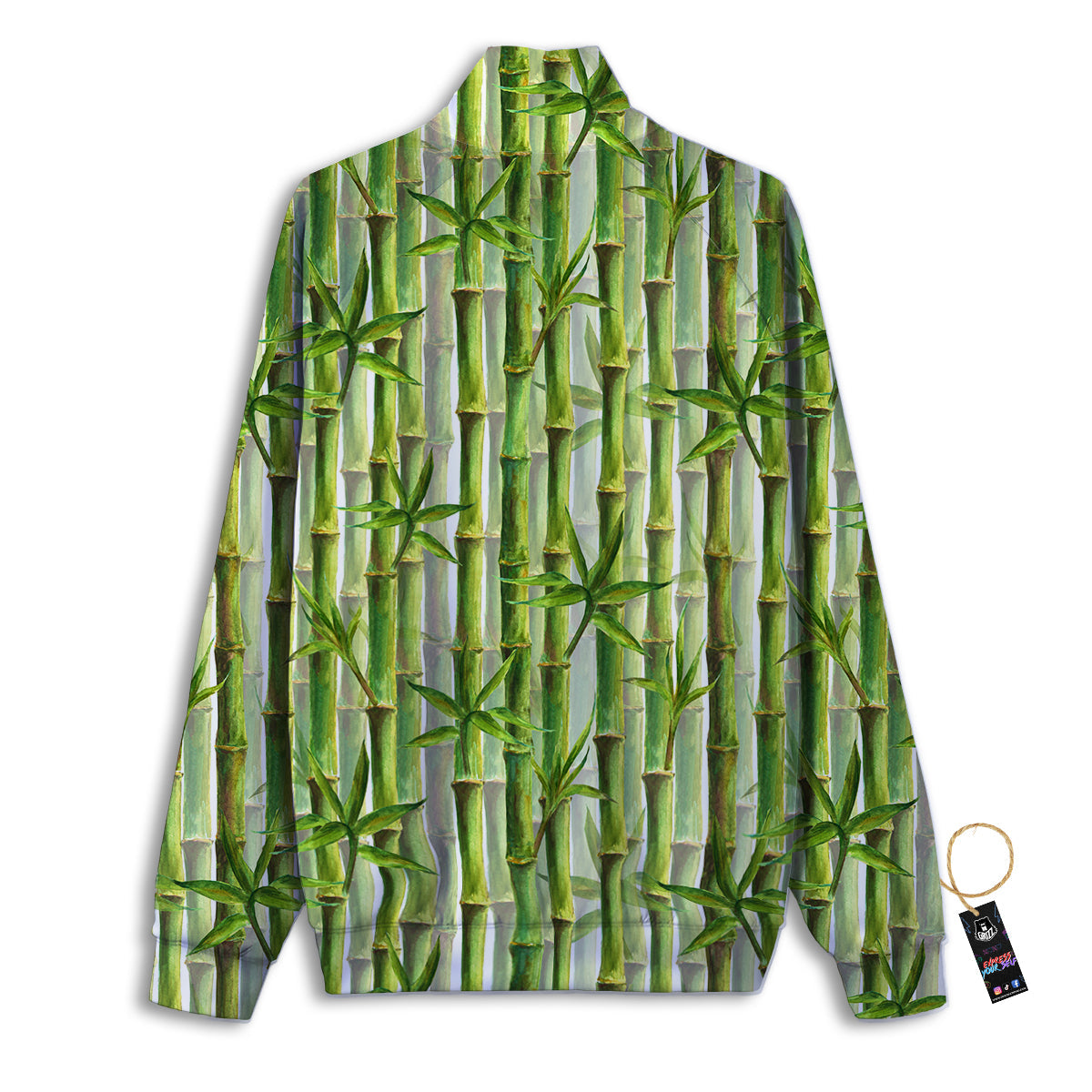 Bamboo Watercolor Print Pattern Track Jacket-grizzshop
