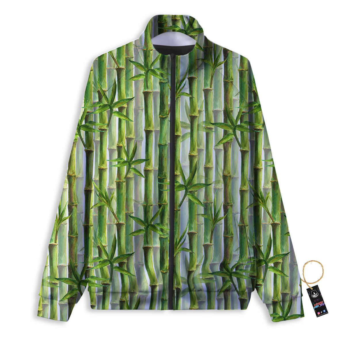 Bamboo Watercolor Print Pattern Track Jacket-grizzshop
