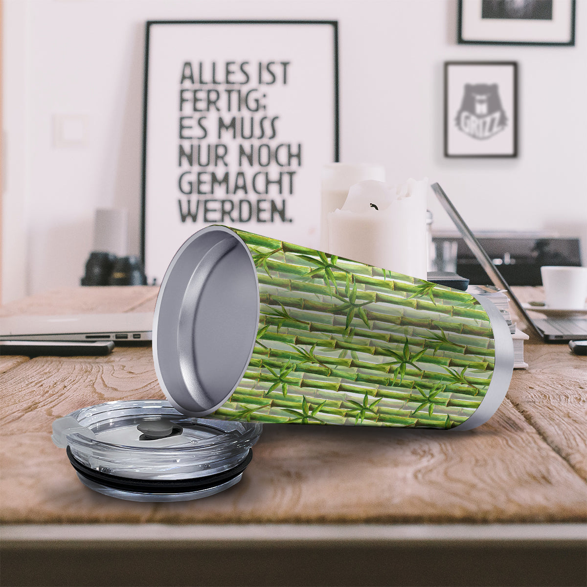Bamboo Watercolor Print Pattern Tumbler-grizzshop