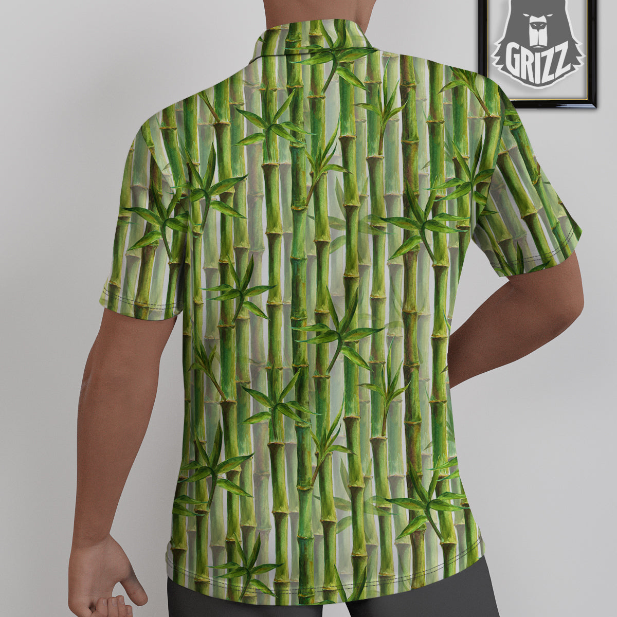 Bamboo Watercolor Print Pattern Untucked Shirts-grizzshop