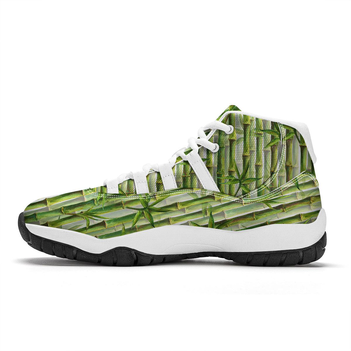 Bamboo Watercolor Print Pattern White Bball Shoes-grizzshop