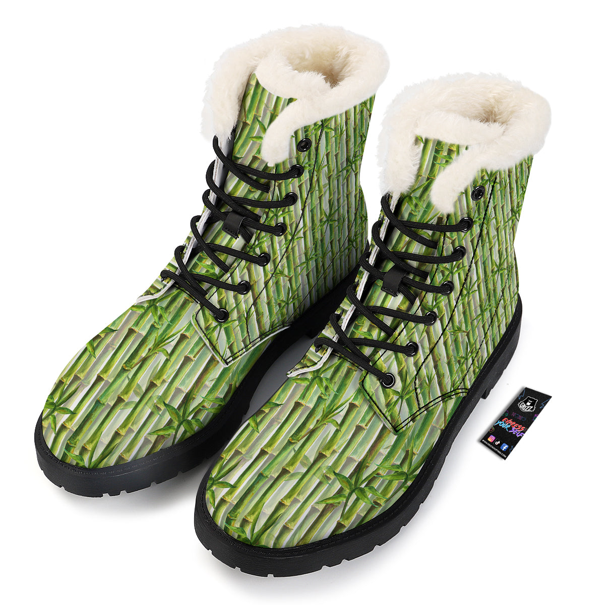 Bamboo Watercolor Print Pattern Winter Boots-grizzshop