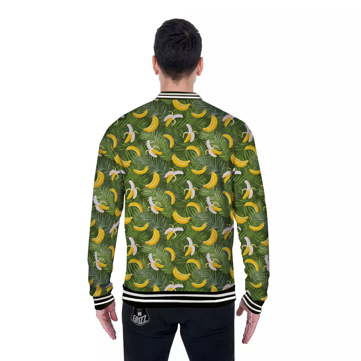 Banana Aloha Print Pattern Baseball Jacket-grizzshop