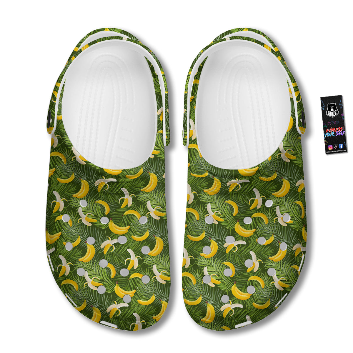 Banana Aloha Print Pattern Clog-grizzshop