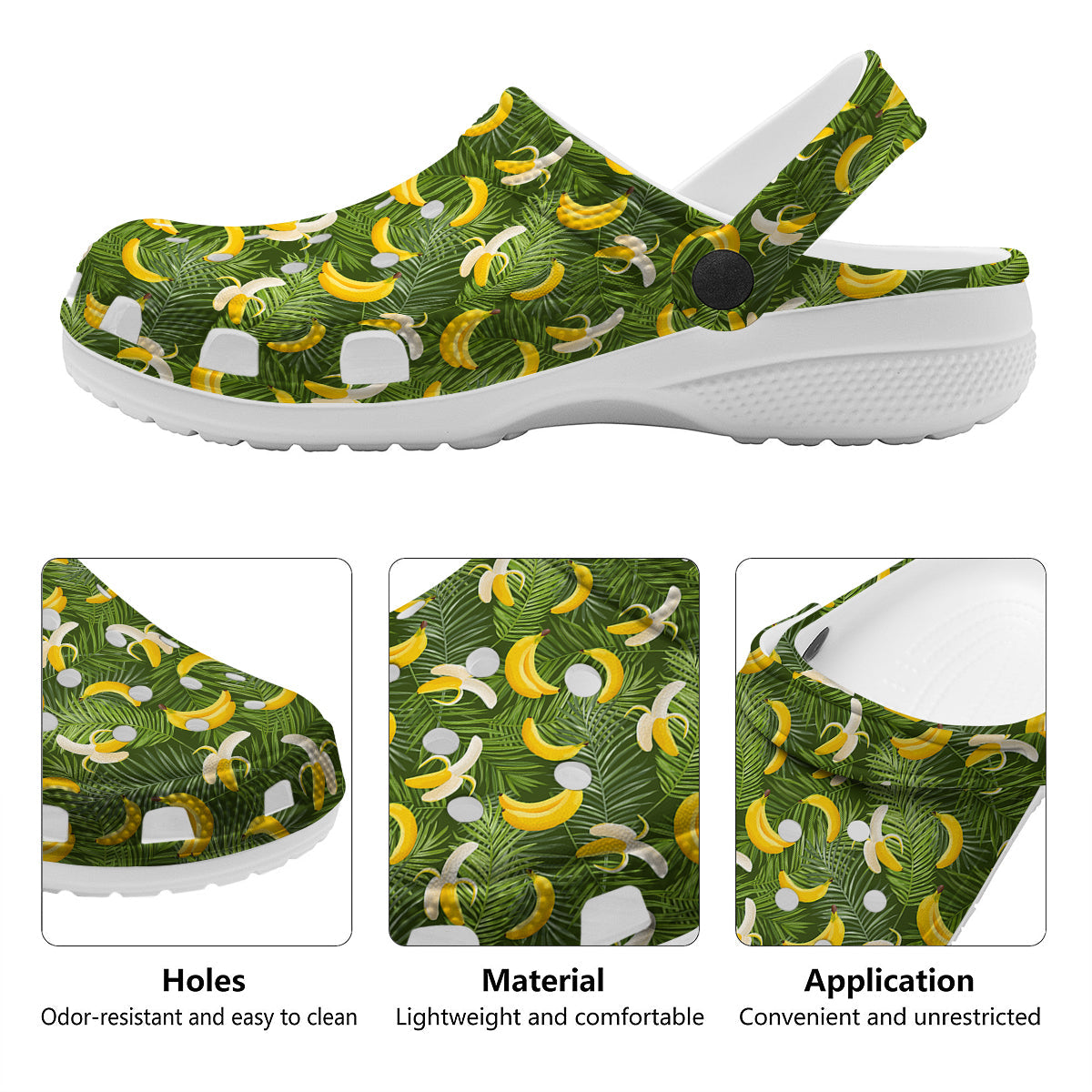 Banana Aloha Print Pattern Clog-grizzshop