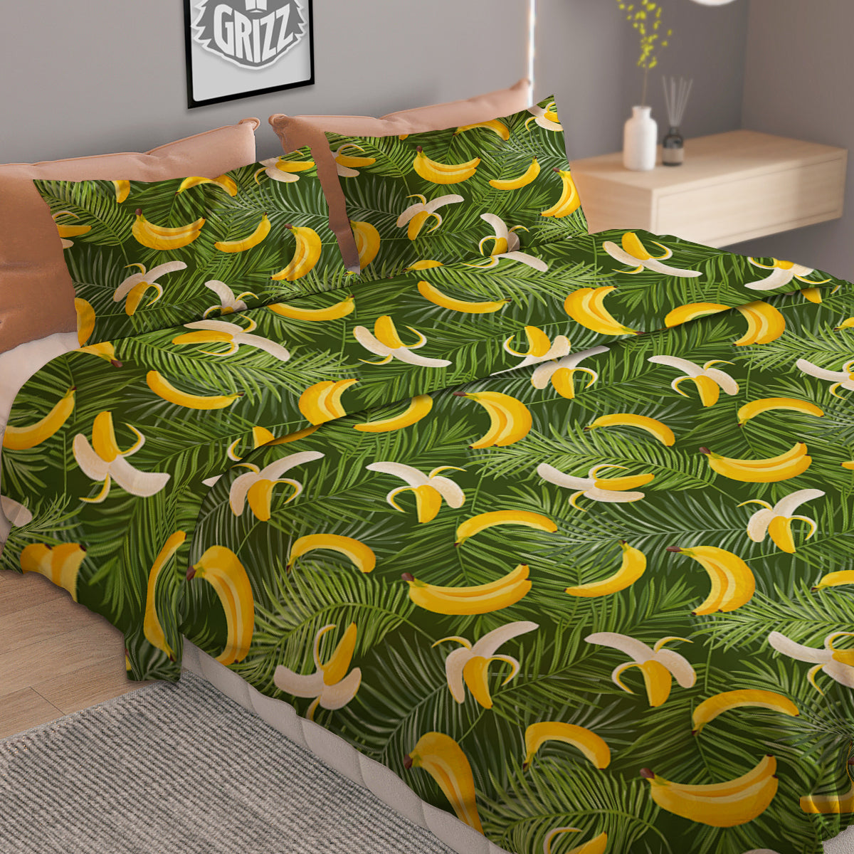 Banana Aloha Print Pattern Duvet Cover Bedding Set