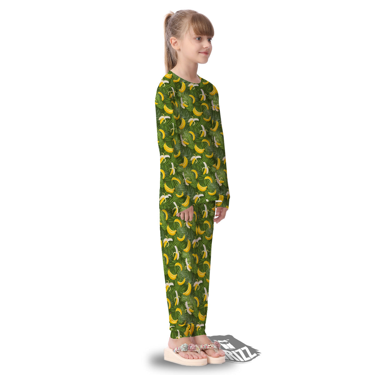 Banana Aloha Print Pattern Kid's Pajamas-grizzshop