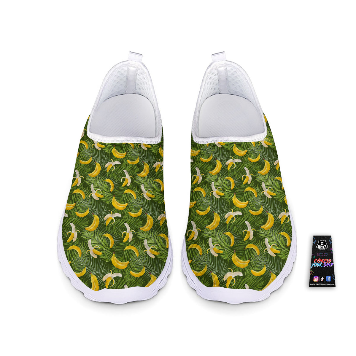 Banana Aloha Print Pattern Nurse Shoes-grizzshop