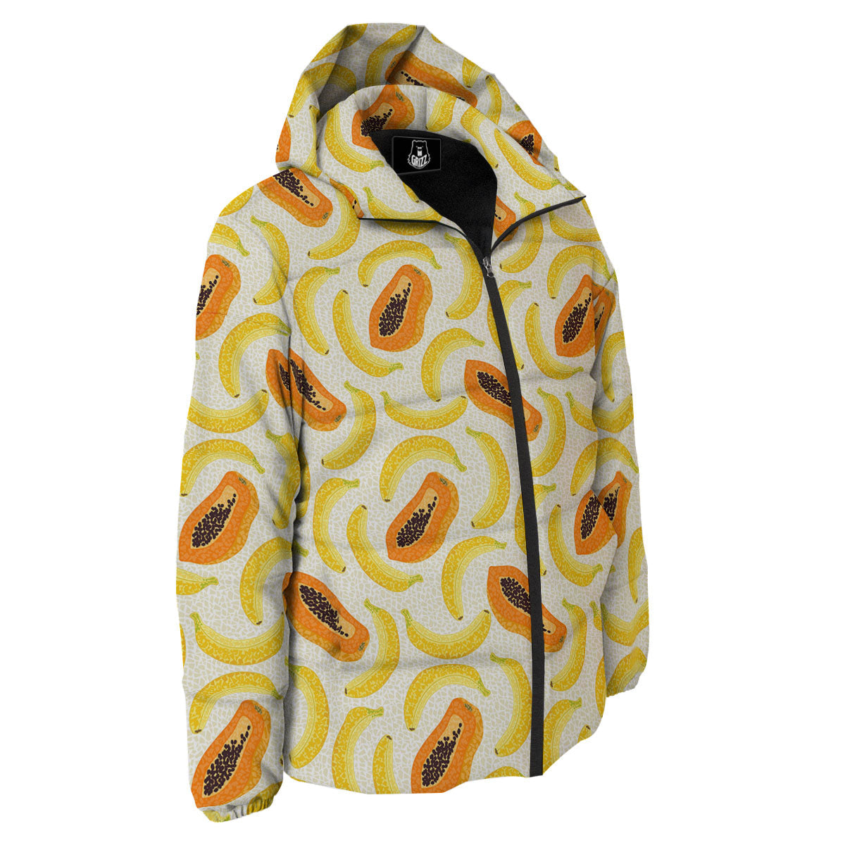 Banana And Papaya Print Pattern Down Jacket-grizzshop