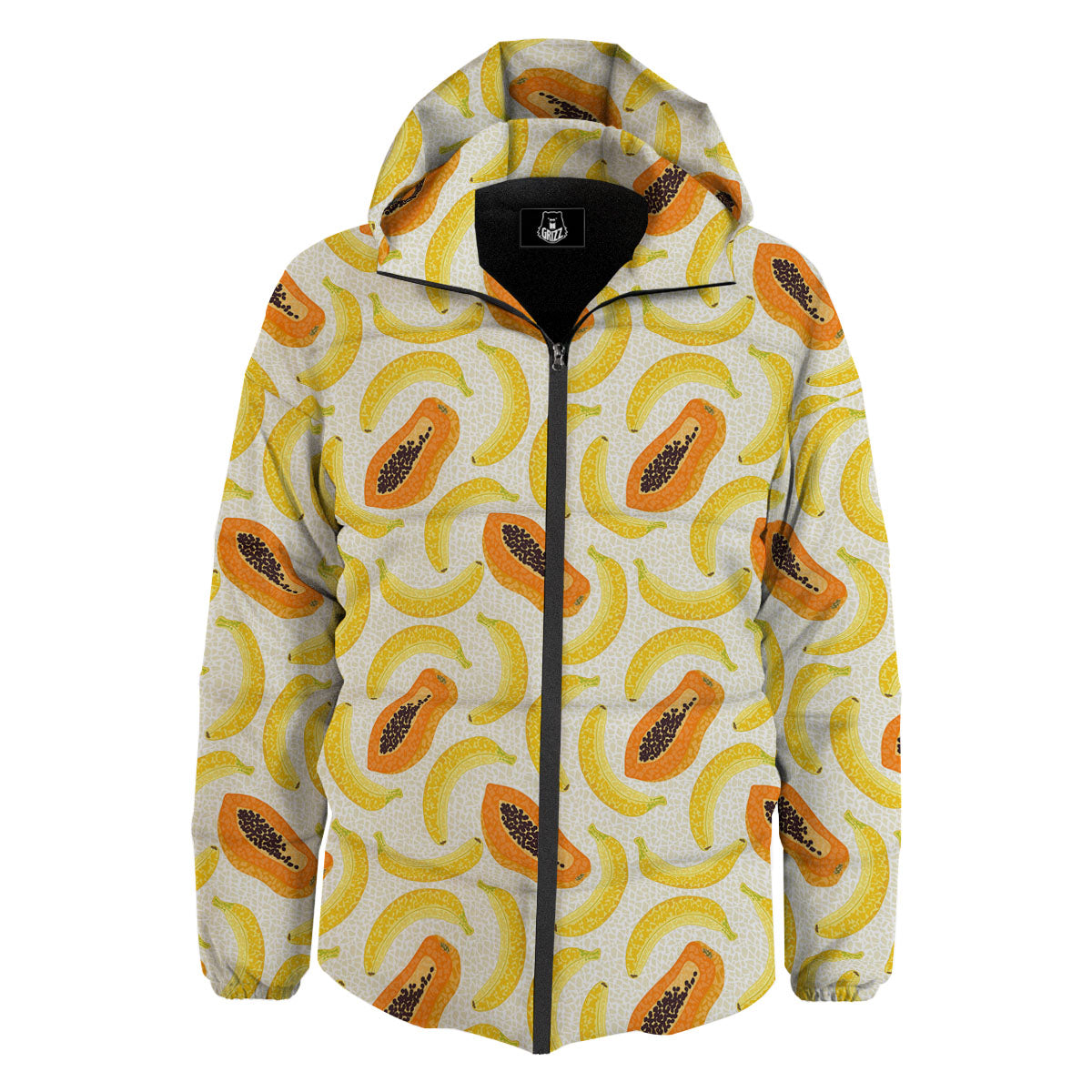 Banana And Papaya Print Pattern Down Jacket-grizzshop
