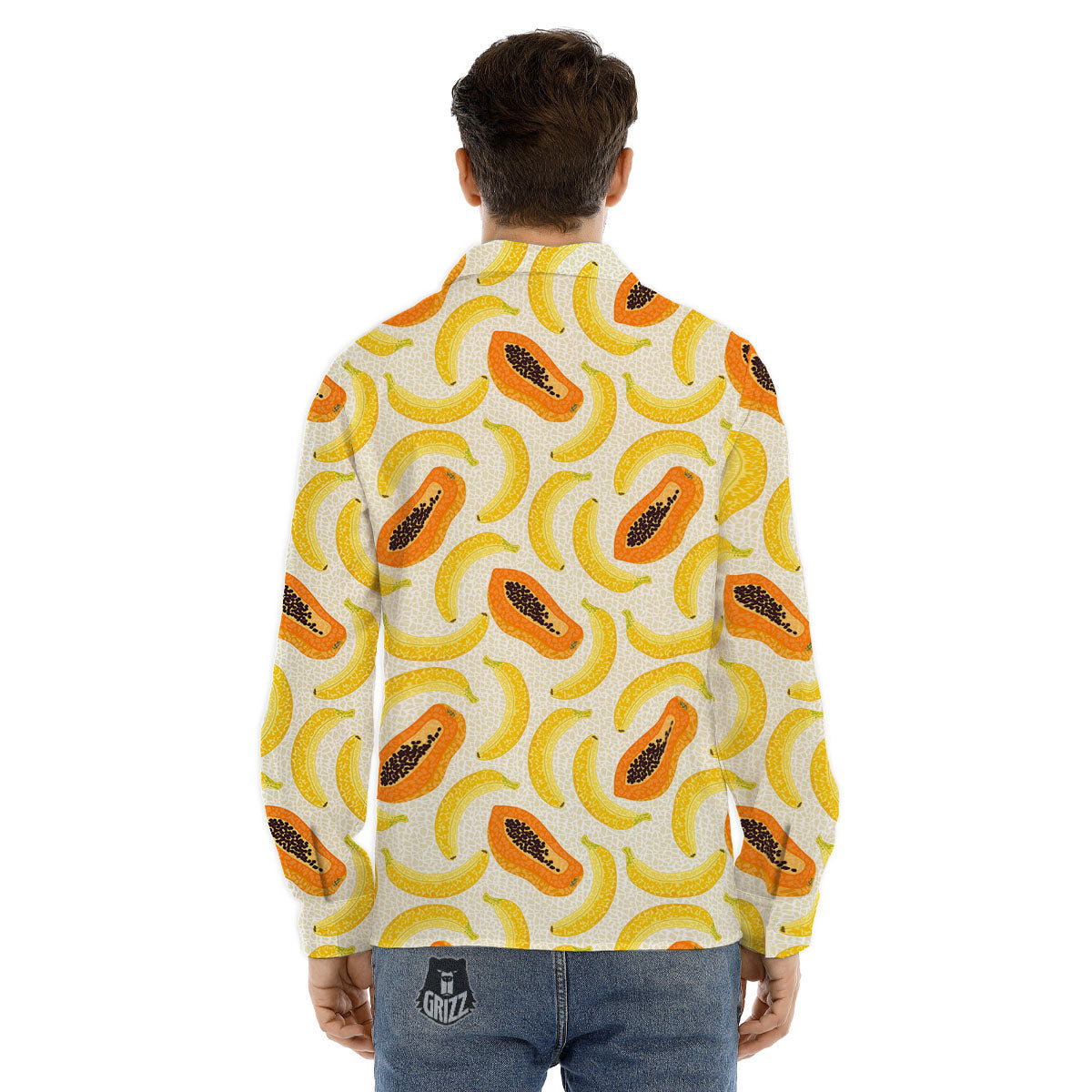 Banana And Papaya Print Pattern Men's Dress Shirts-grizzshop