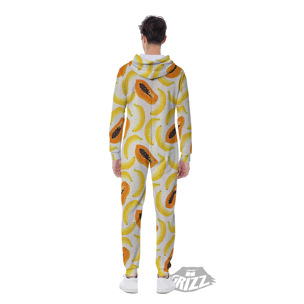 Banana And Papaya Print Pattern Men's Jumpsuit-grizzshop