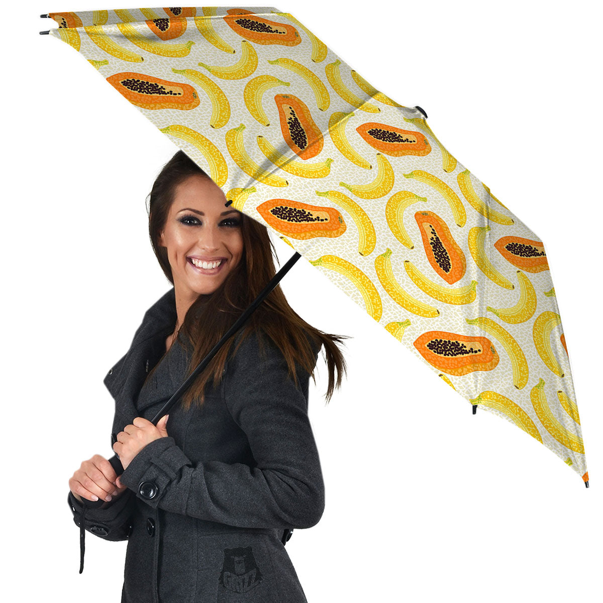 Banana And Papaya Print Pattern Umbrella-grizzshop