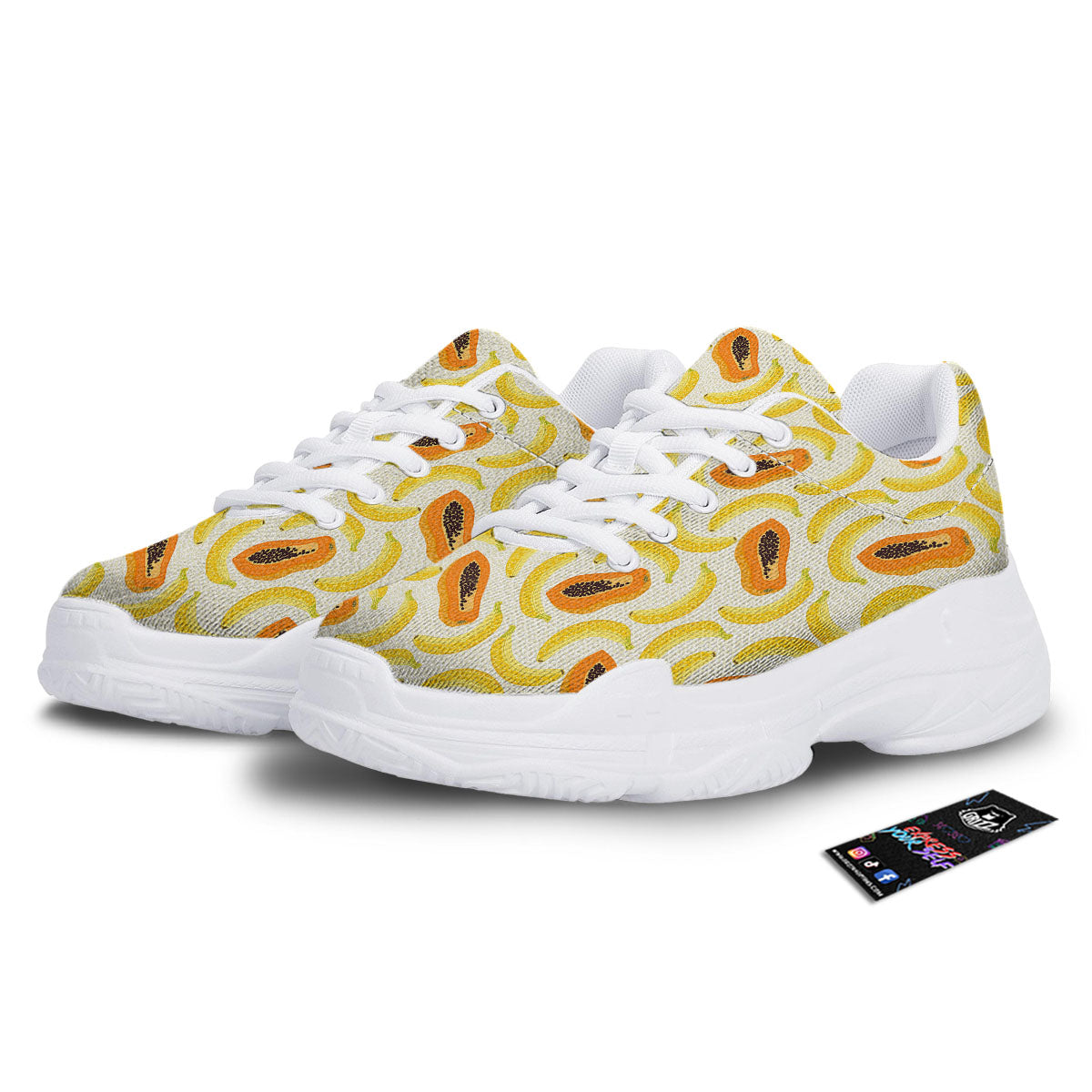 Banana And Papaya Print Pattern White Chunky Shoes-grizzshop