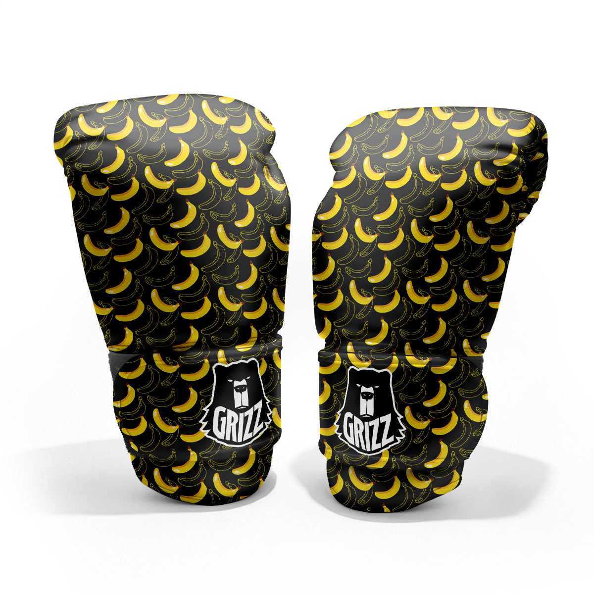 Banana Black Cartoon Print Pattern Pro Boxing Glove
